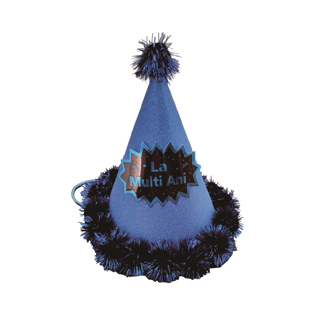 Coif albastru, negru, 20 cm, la multi ani