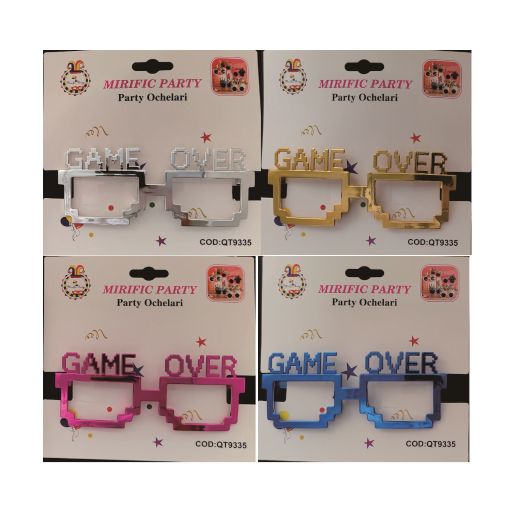 Set 4 buc. ochelari, diverse culori, game over