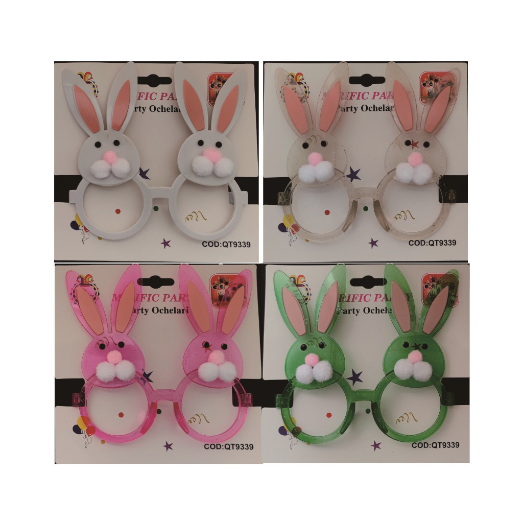 Set 4 buc. ochelari, diverse culori, iepuras