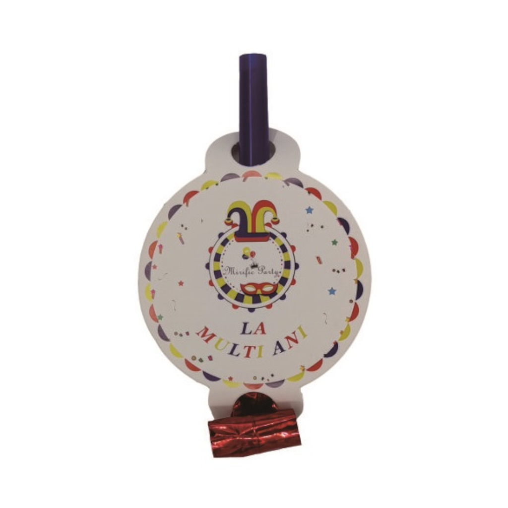 Set 8 suflatori multicolor, 18 cm, mirific party, la multi ani