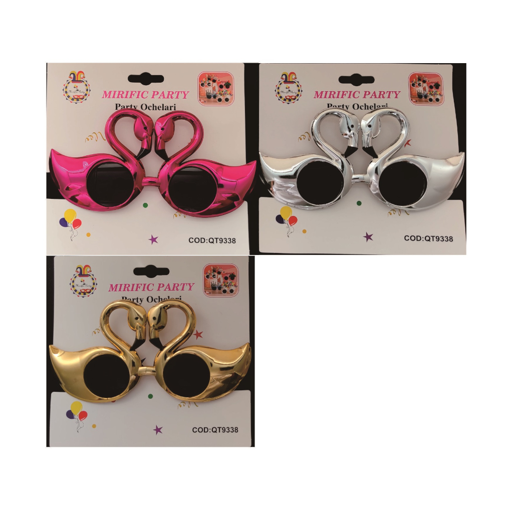 Set 3 buc. ochelari roz, auriu, argintiu, lebada