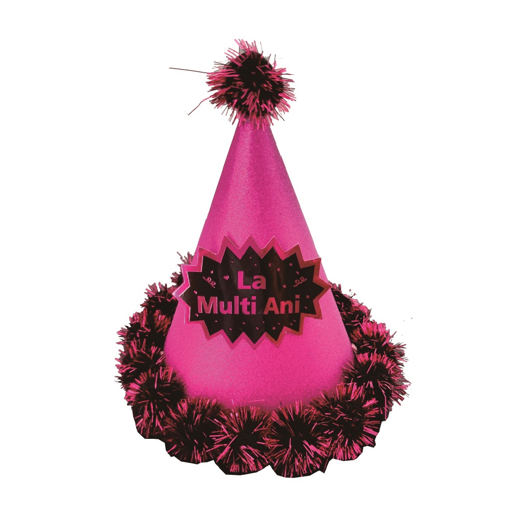 Coif roz, negru, 20x12 cm, la multi ani