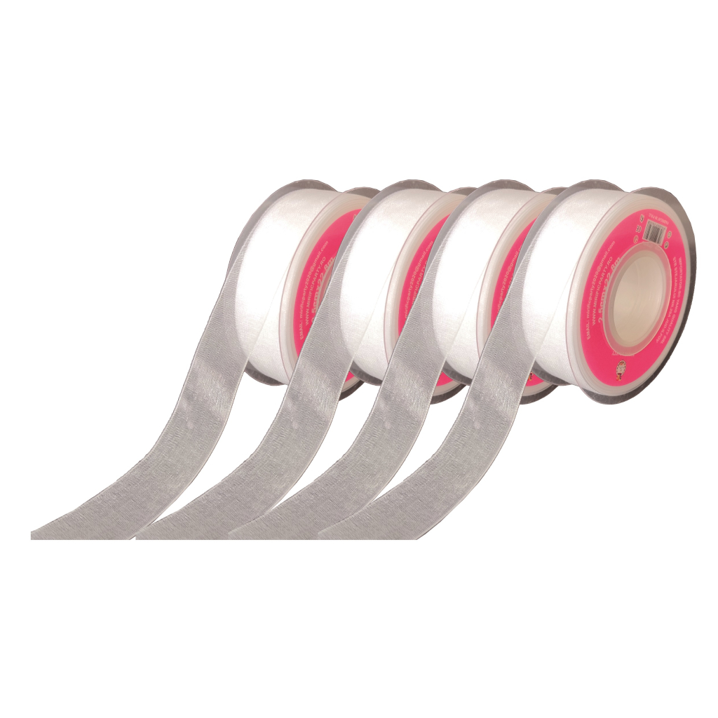 Panglica Organza alb, 23 m x 2.5 cm, QT9650