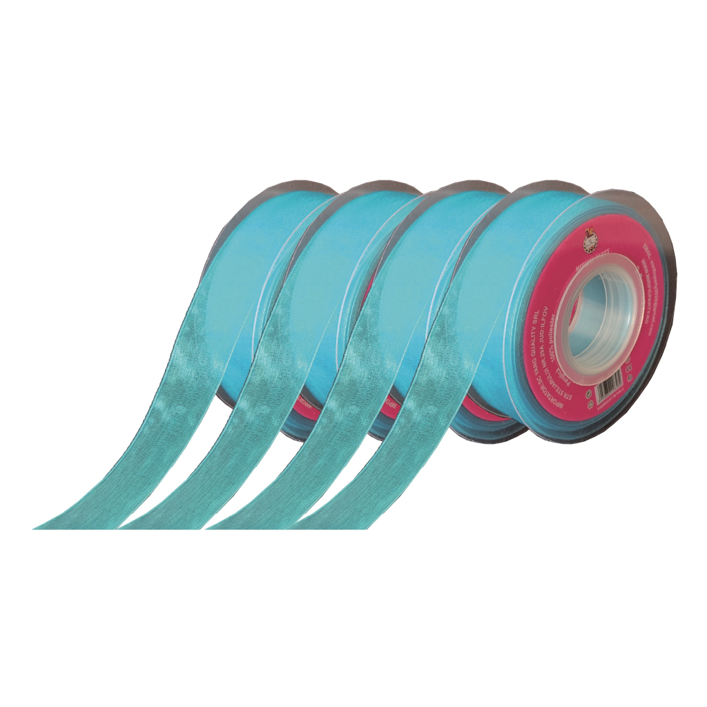 Panglica Organza albastru, 23 m x 2.5 cm, QT9658
