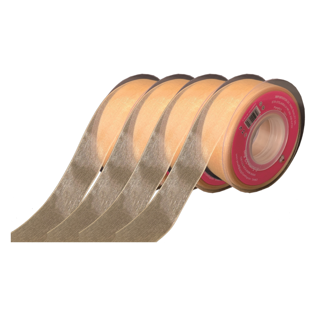 Panglica Organza auriu, 23 m x 2.5 cm, QT9669