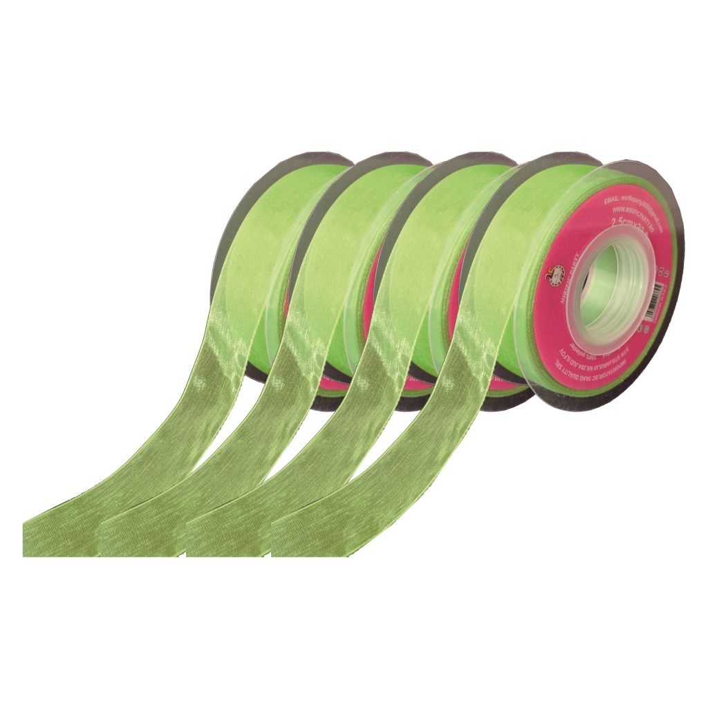 Panglica Organza verde, 23 m x 2.5 cm, QT9664