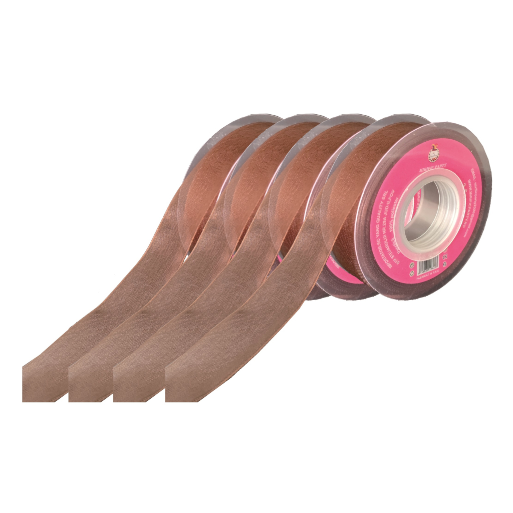 Panglica Organza maro, 23 m x 2.5 cm, QT9660