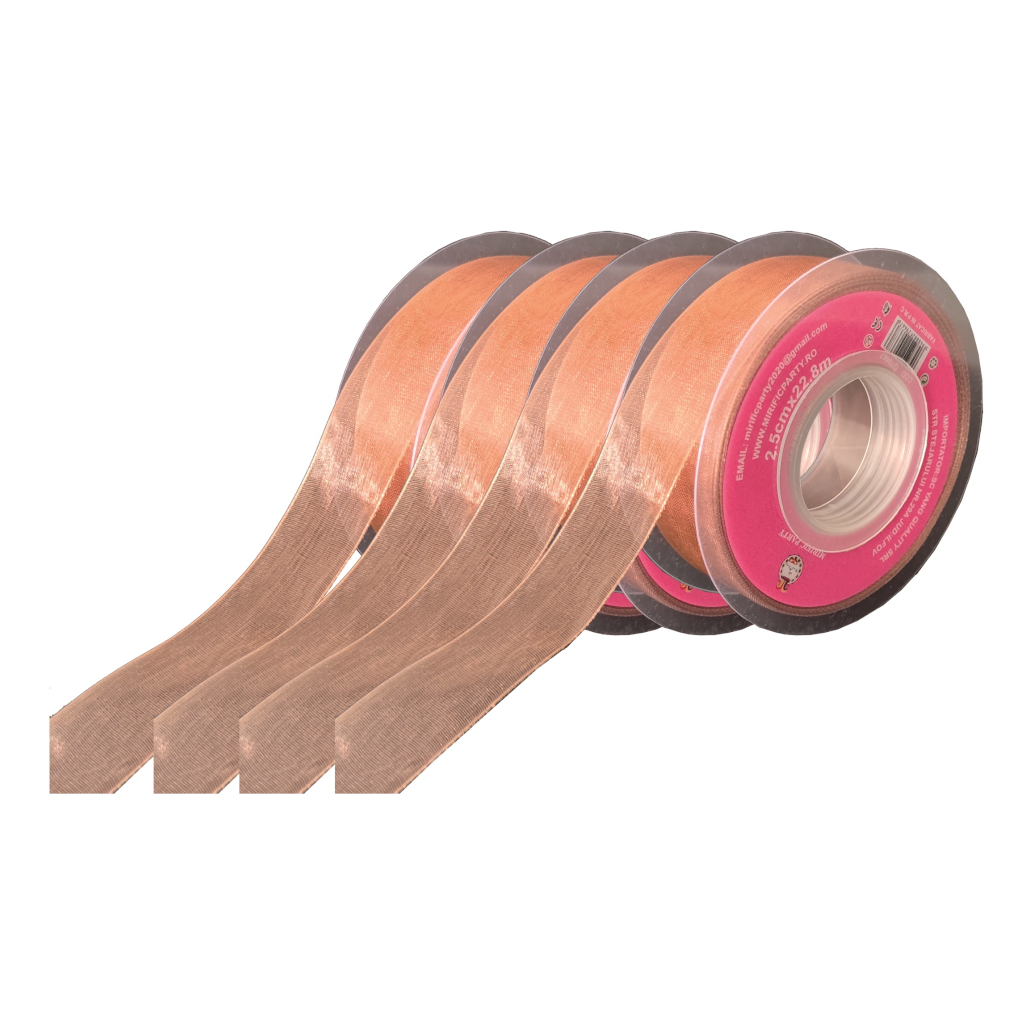 Panglica Organza portocaliu, 23 m x 2.5 cm, QT9667