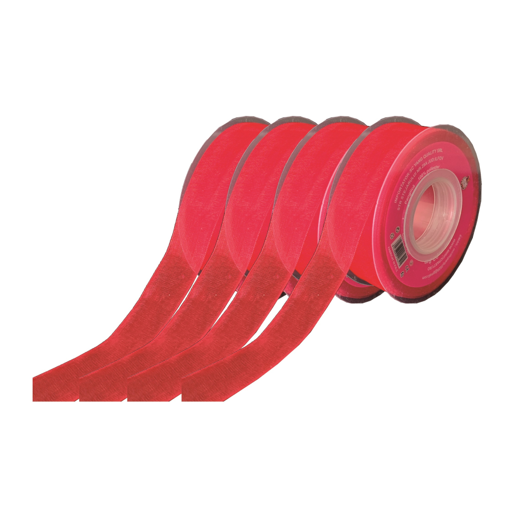 Panglica Organza rosu, 23 m x 2.5 cm, QT9651