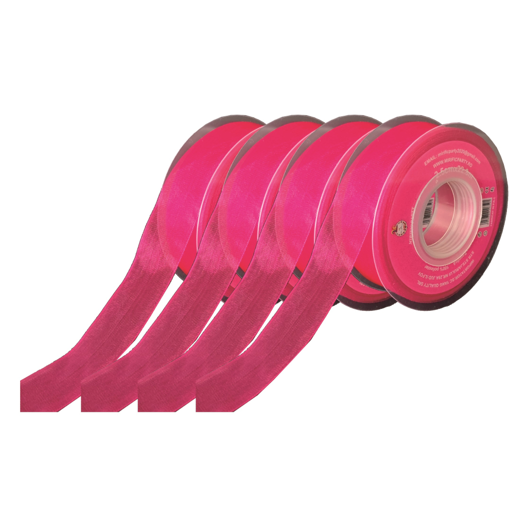 Panglica Organza roz, 23 m x 2.5 cm, QT9659