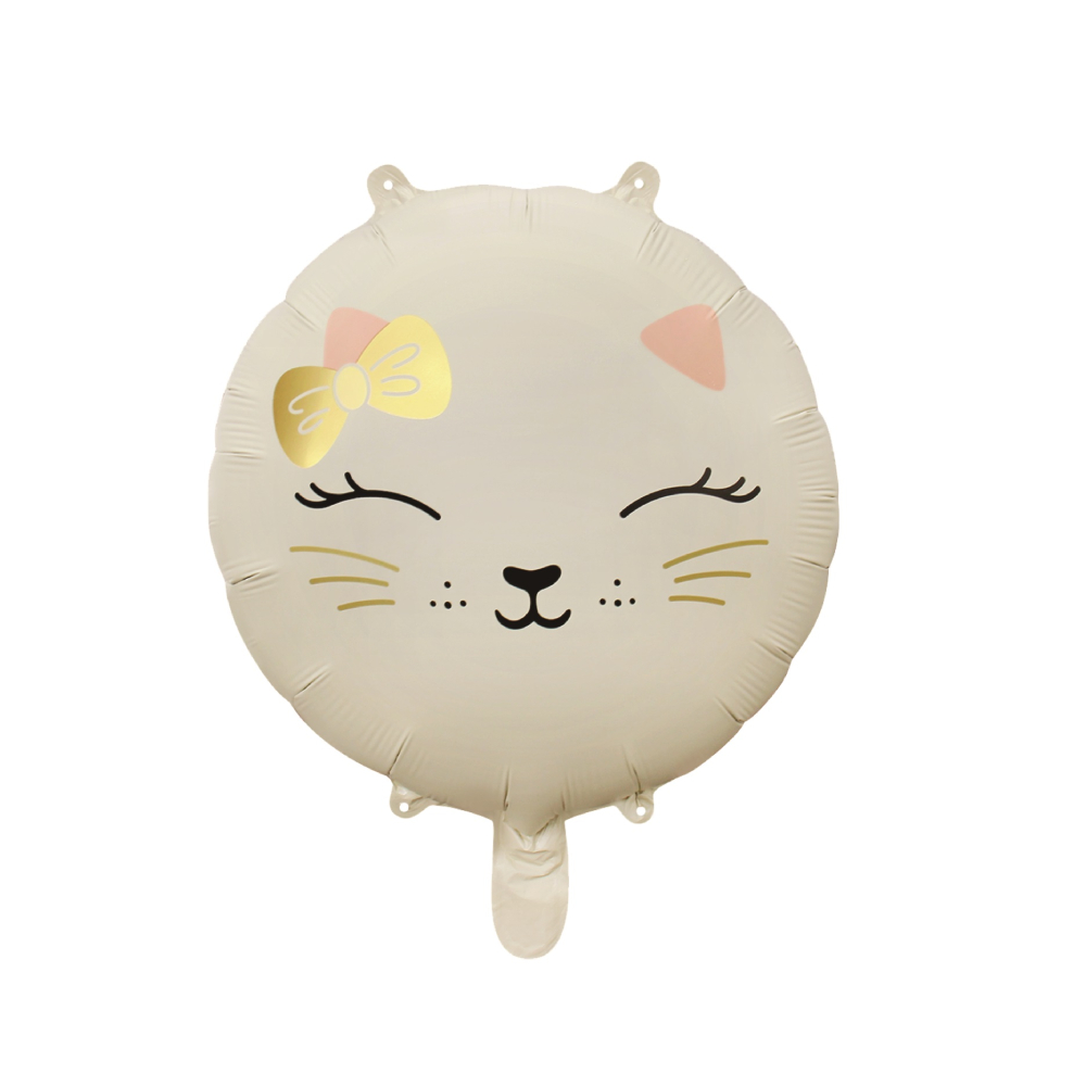 Balon party folie metalizata alb, 45 cm, pisica, PPLM0894