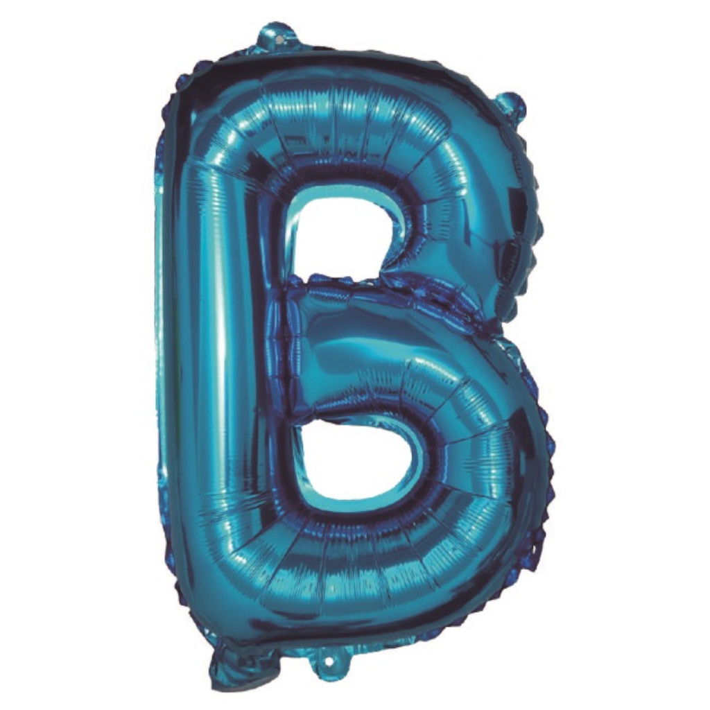 Balon party, folie metalizata albastru, 40 cm, litera B