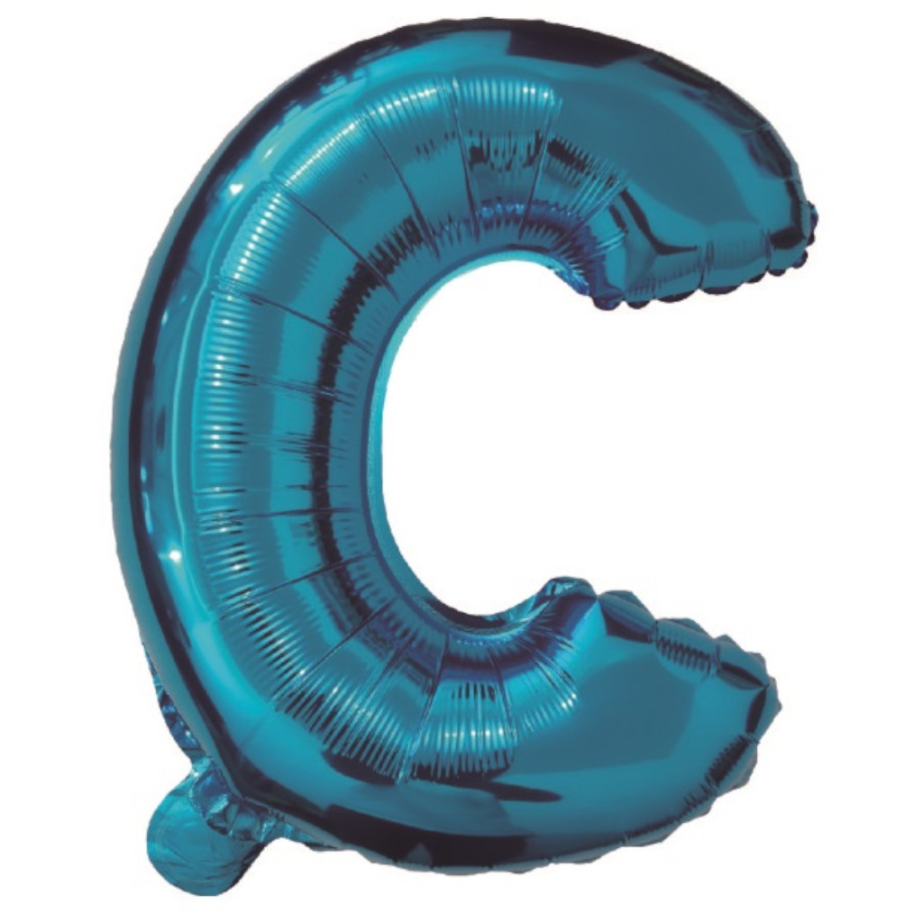 Balon party, folie metalizata albastru, 40 cm, litera C