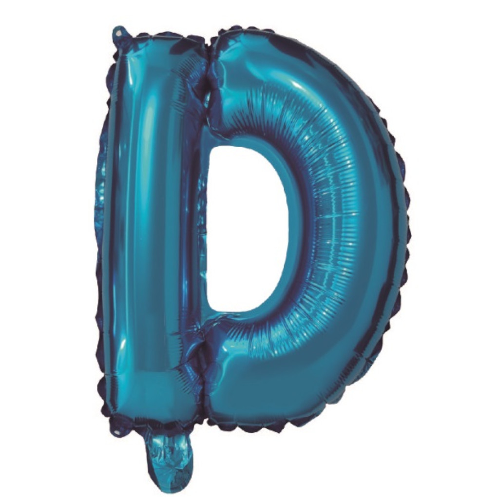 Balon party, folie metalizata albastru, 40 cm, litera D