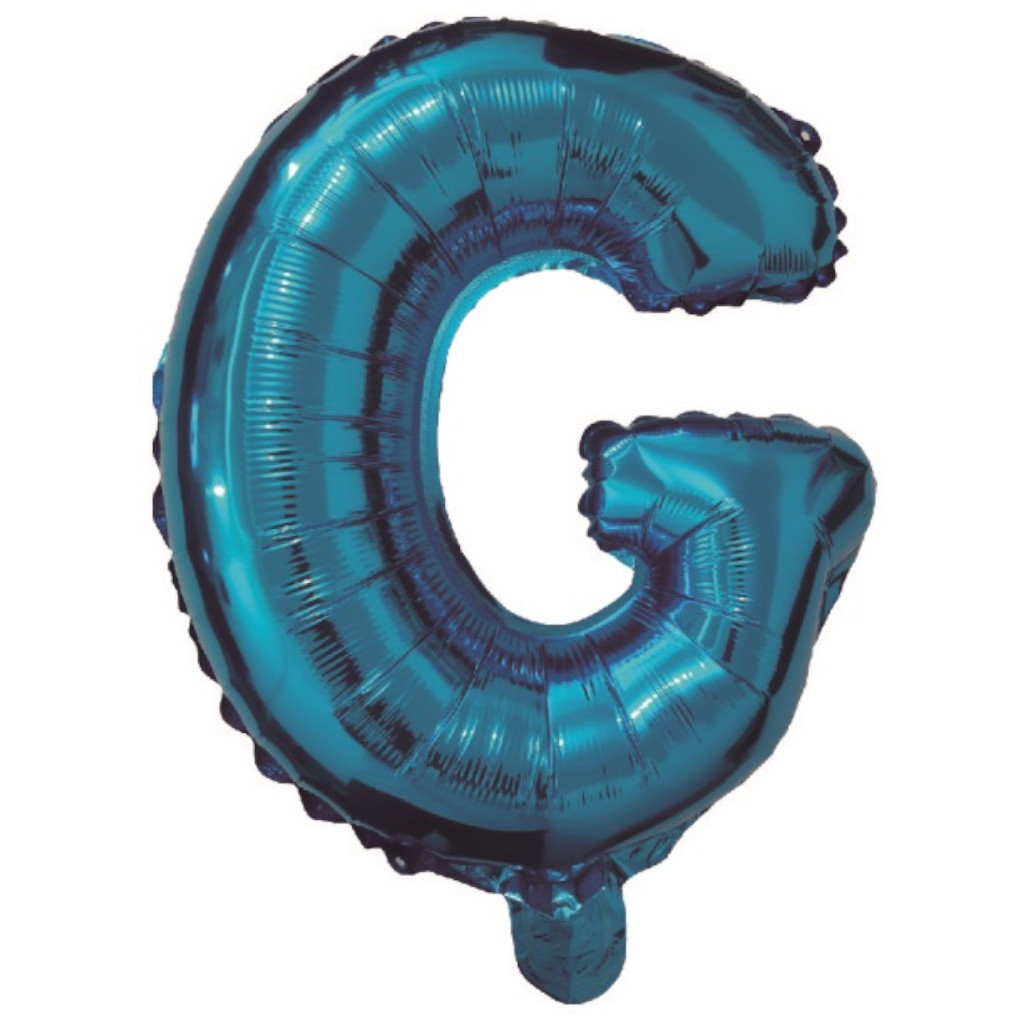 Balon party, folie metalizata albastru, 40 cm, litera G