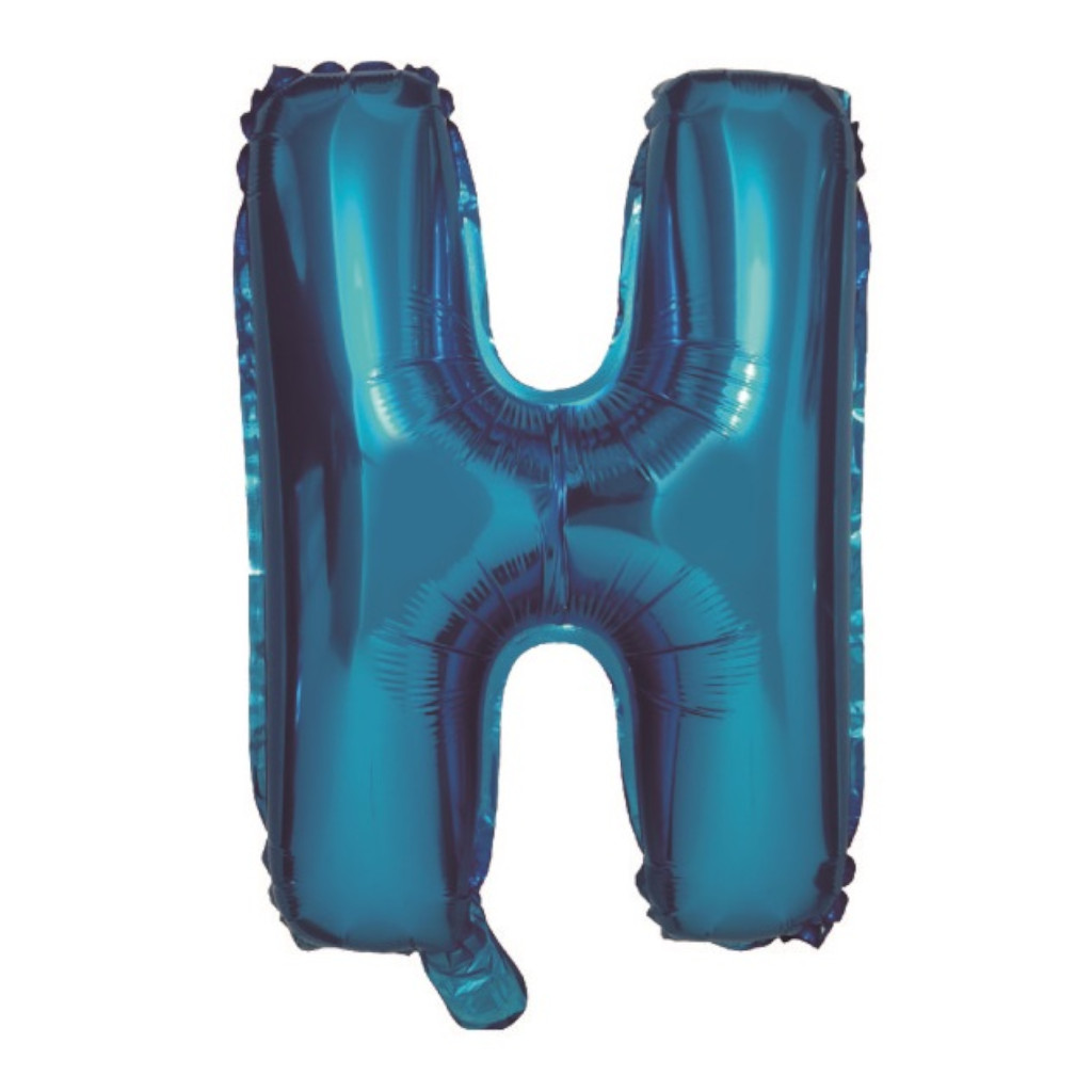 Balon party, folie metalizata albastru, 40 cm, litera H