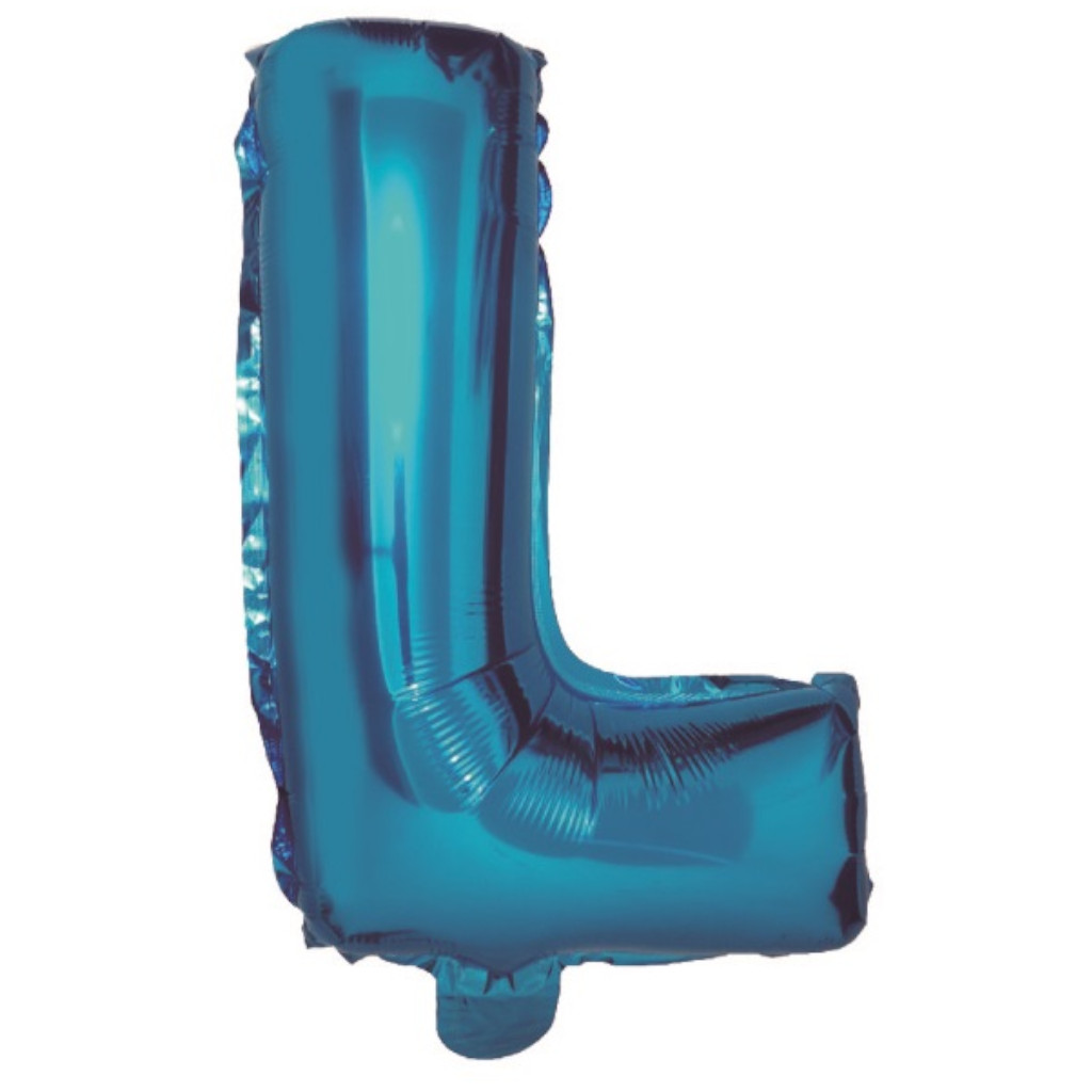 Balon party, folie metalizata albastru, 40 cm, litera L