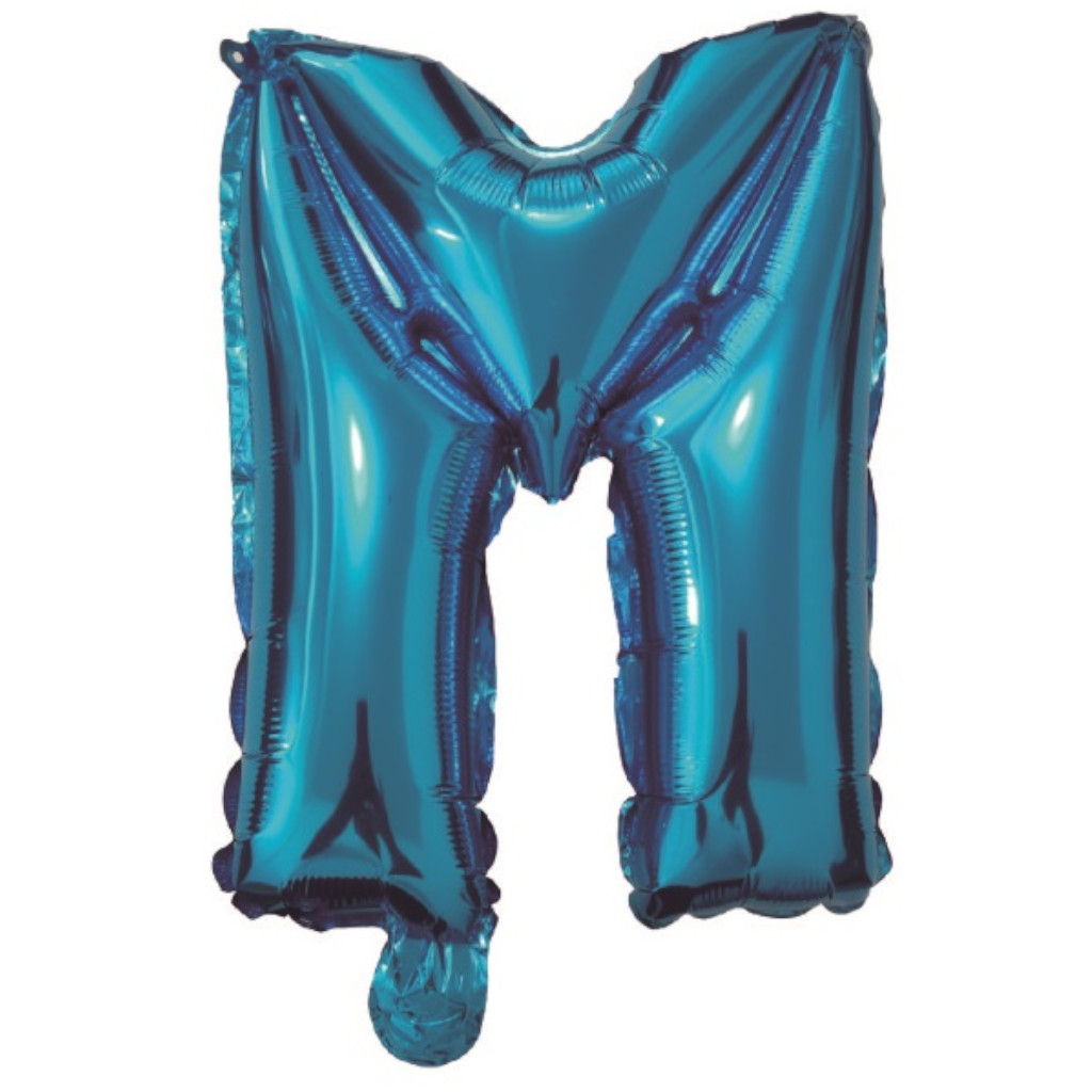 Balon party, folie metalizata albastru, 40 cm, litera M