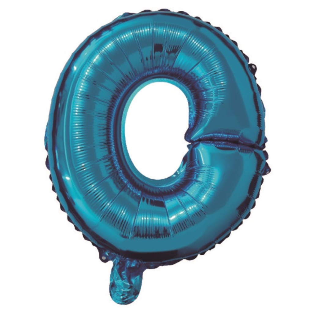 Balon party, folie metalizata albastru, 40 cm, litera O