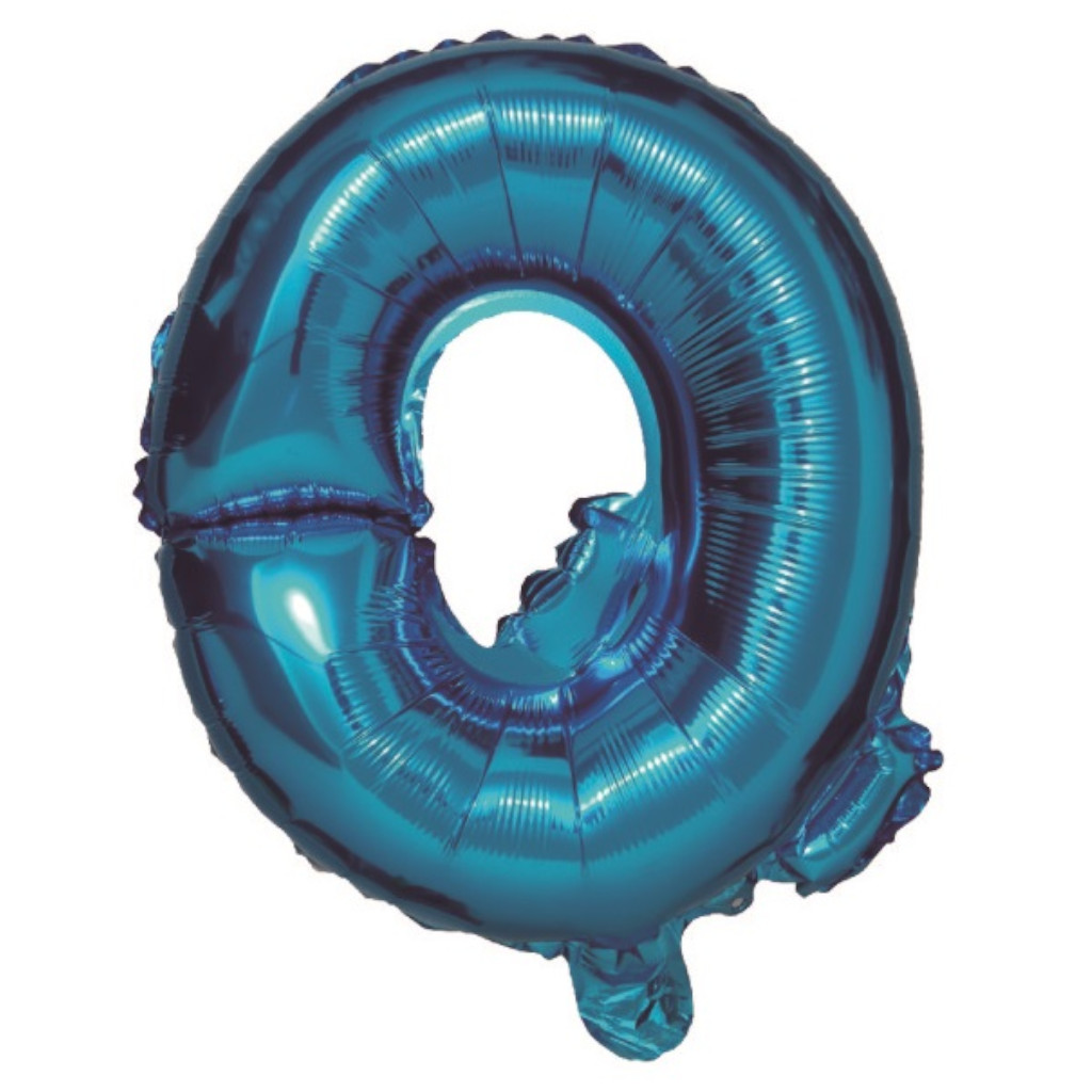 Balon party, folie metalizata albastru, 40 cm, litera Q