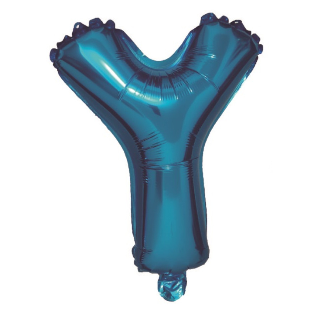 Balon party, folie metalizata albastru, 40 cm, litera Y
