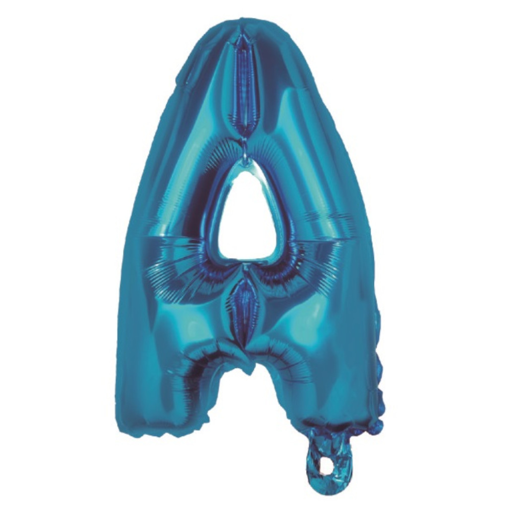 Balon party, folie metalizata albastru, 80 cm, litera A