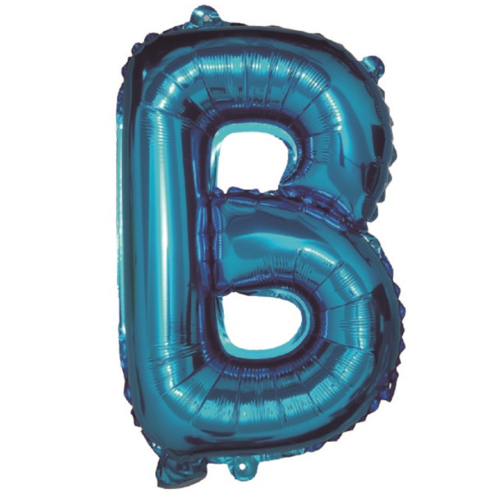 Balon party, folie metalizata albastru, 80 cm, litera B