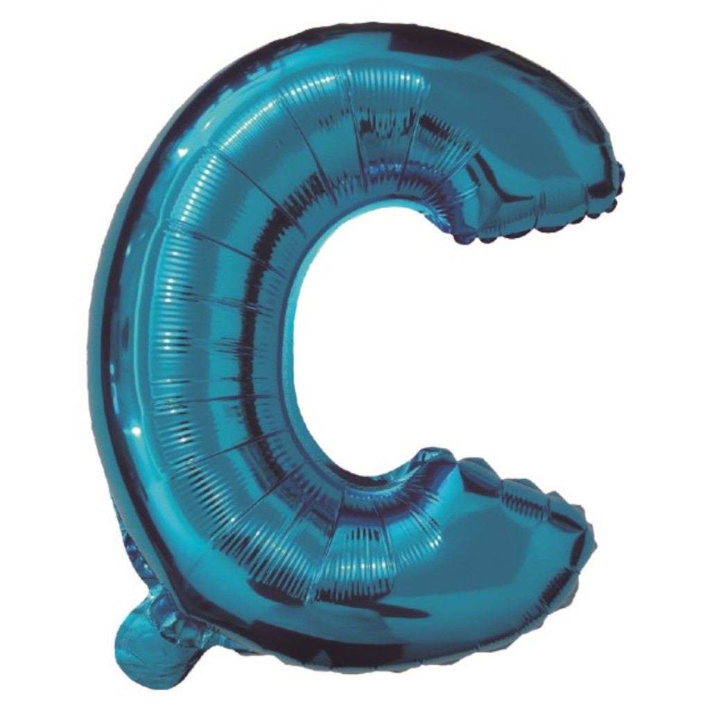 Balon party, folie metalizata albastru, 80 cm, litera C