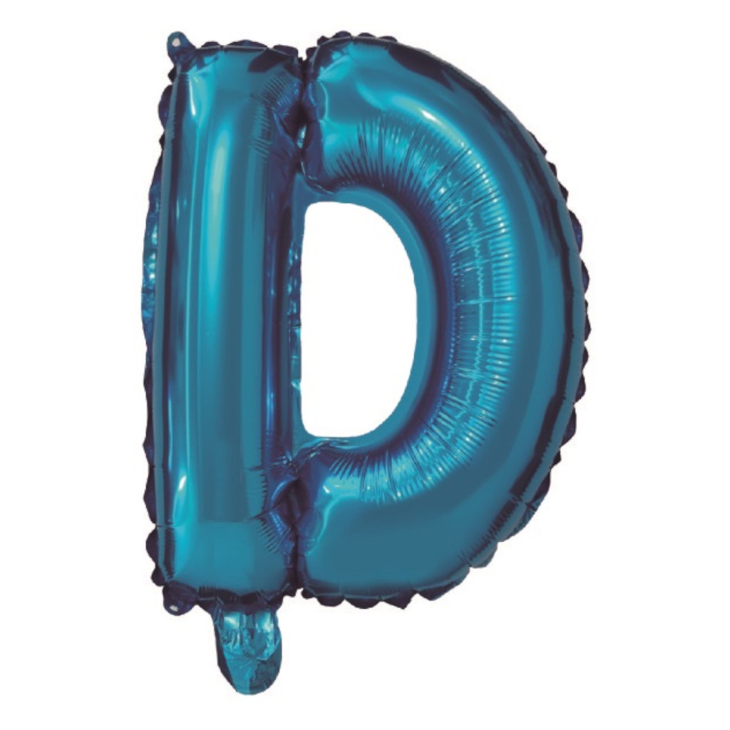 Balon party, folie metalizata albastru, 80 cm, litera D