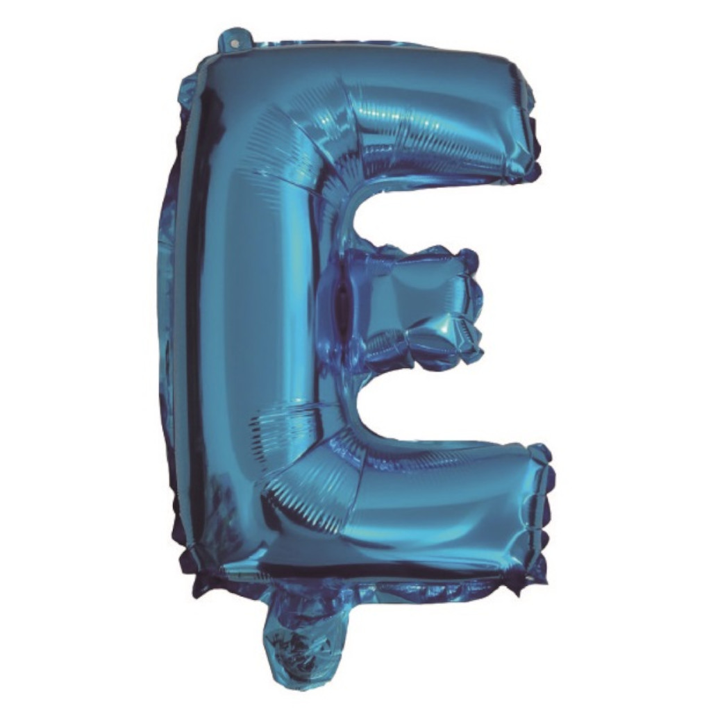 Balon party, folie metalizata albastru, 80 cm, litera E