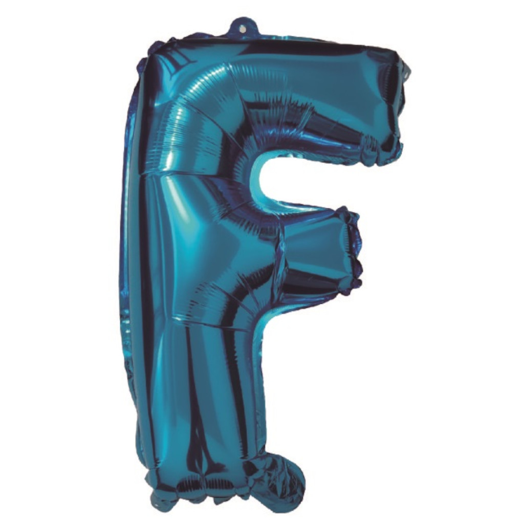Balon party, folie metalizata albastru, 80 cm, litera F