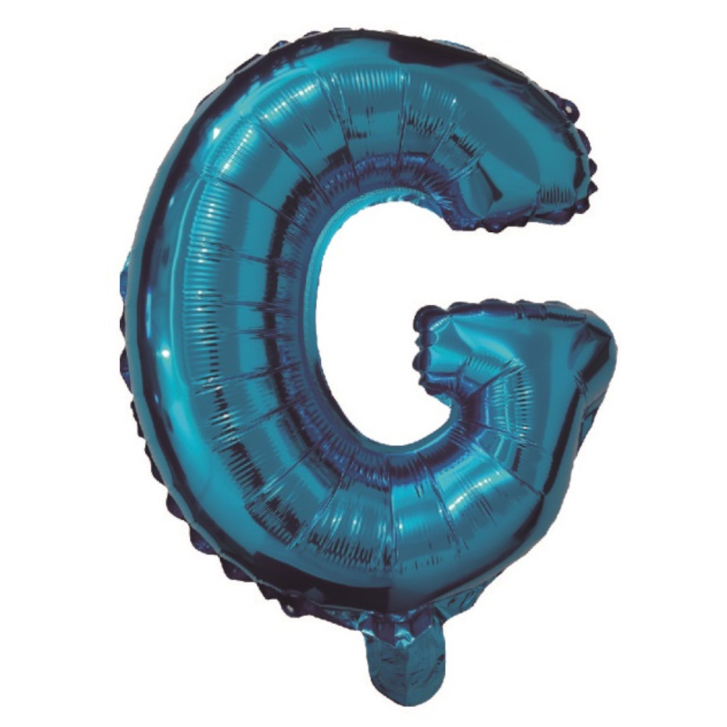 Balon party, folie metalizata albastru, 80 cm, litera G