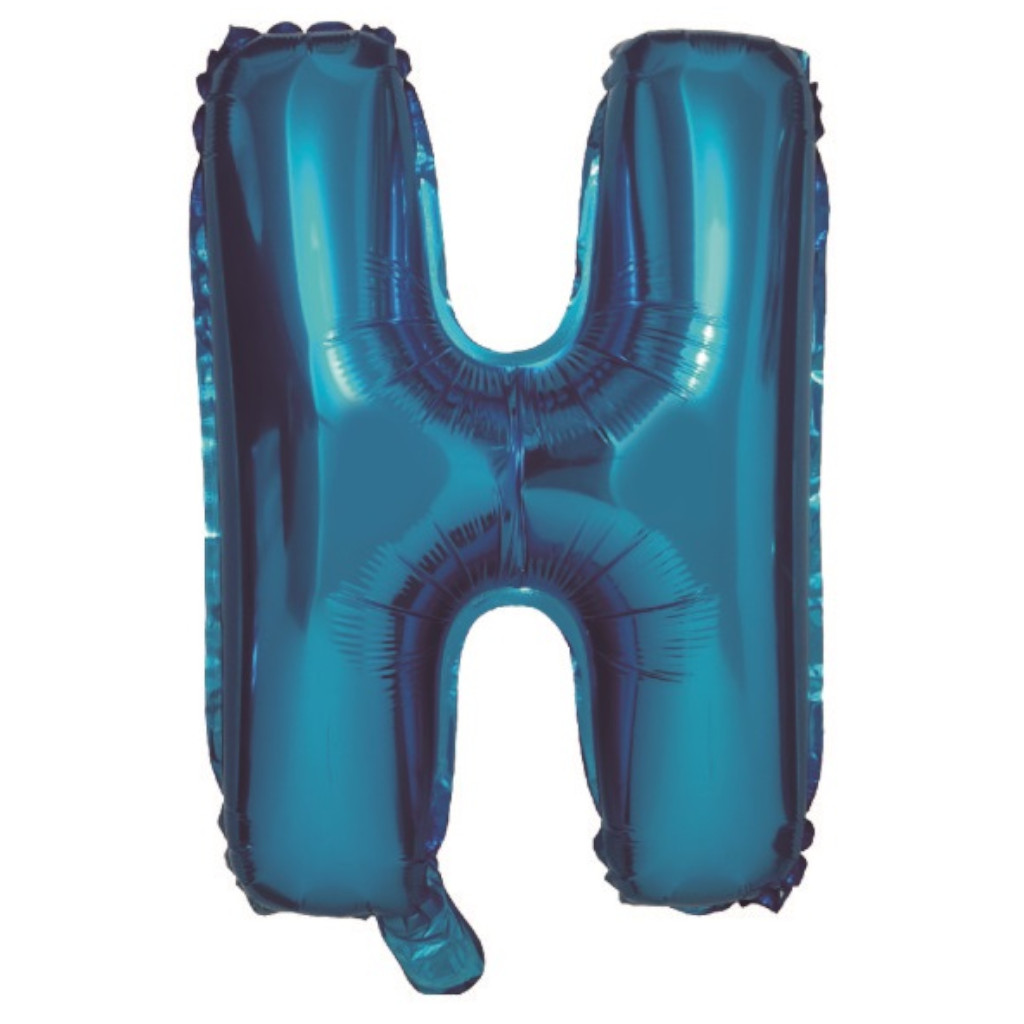 Balon party, folie metalizata albastru, 80 cm, litera H