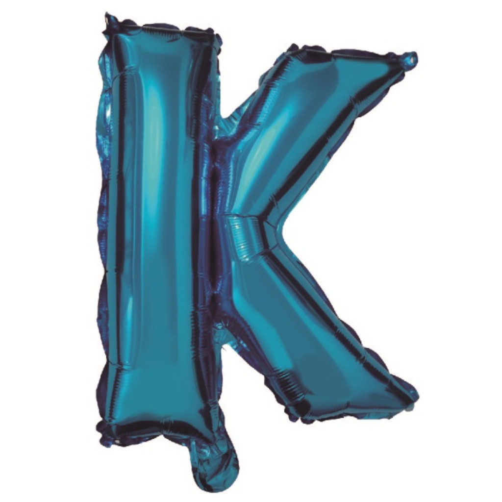 Balon party, folie metalizata albastru, 80 cm, litera K