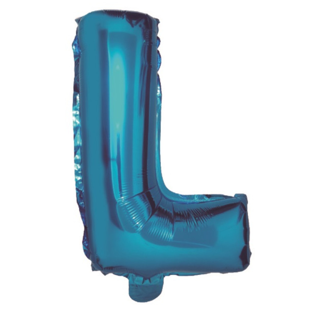 Balon party, folie metalizata albastru, 80 cm, litera L