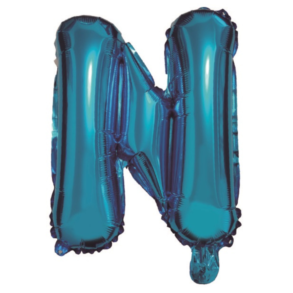 Balon party, folie metalizata albastru, 80 cm, litera N