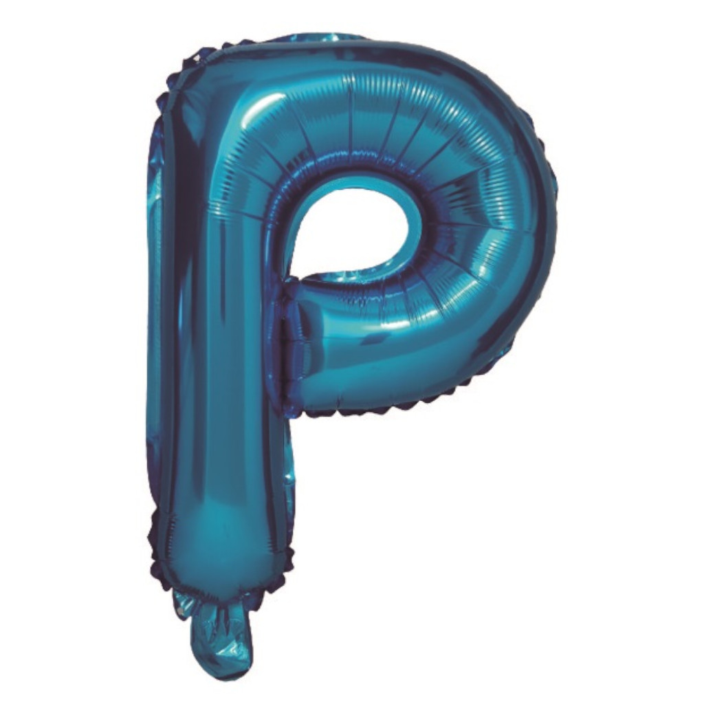 Balon party, folie metalizata albastru, 80 cm, litera P
