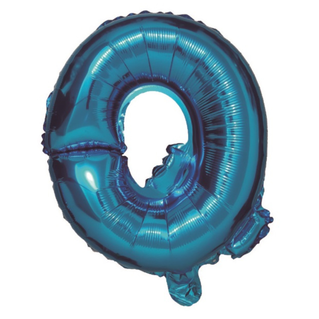 Balon party, folie metalizata albastru, 80 cm, litera Q