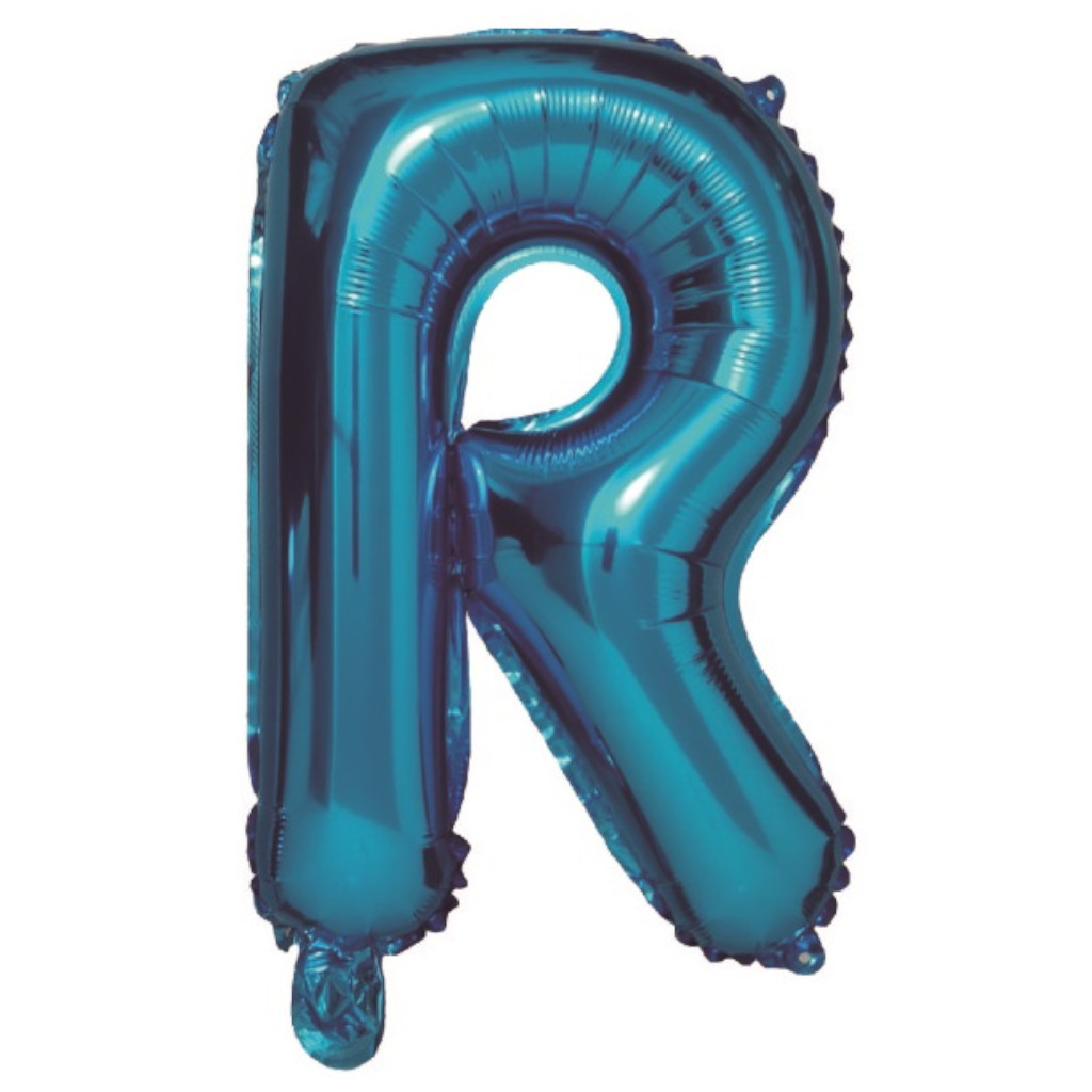Balon party, folie metalizata albastru, 80 cm, litera R