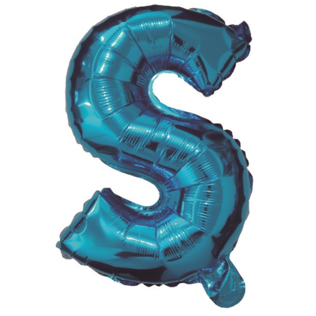 Balon party, folie metalizata albastru, 80 cm, litera S