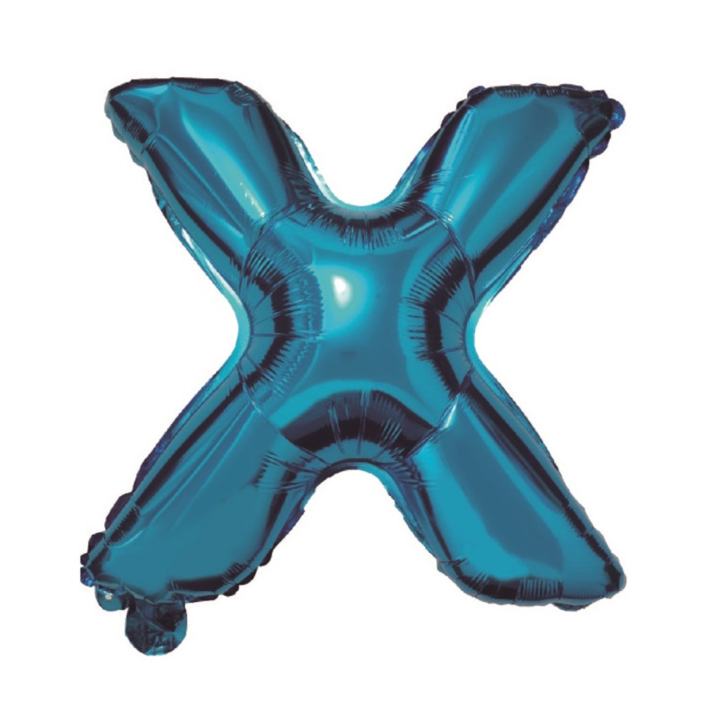 Balon party, folie metalizata albastru, 80 cm, litera X