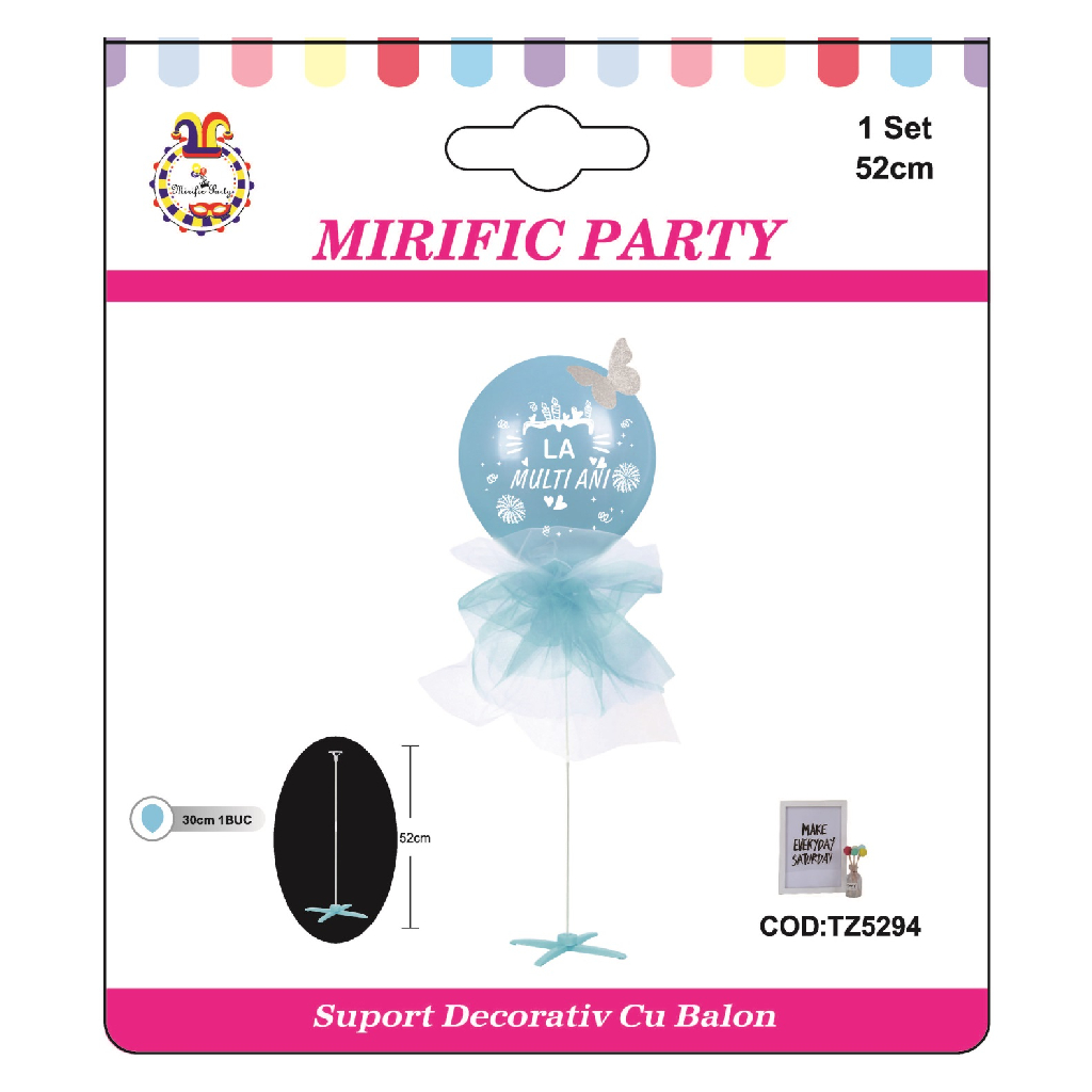 Balon party, folie metalizata albastru, TZ5294, funda, la multi ani, 52 cm
