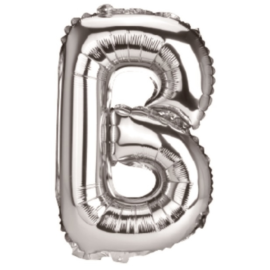 Balon party, folie metalizata argintiu, 80 cm, litera B