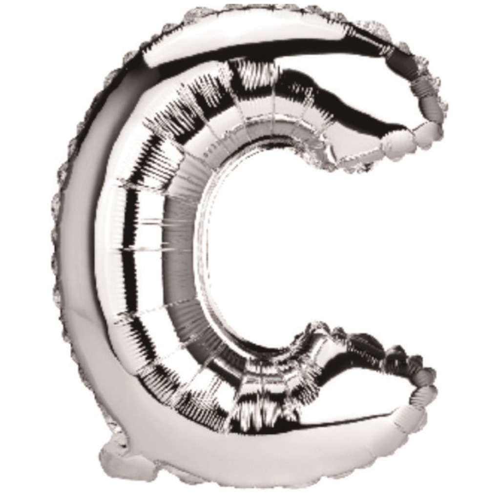 Balon party, folie metalizata argintiu, 80 cm, litera C