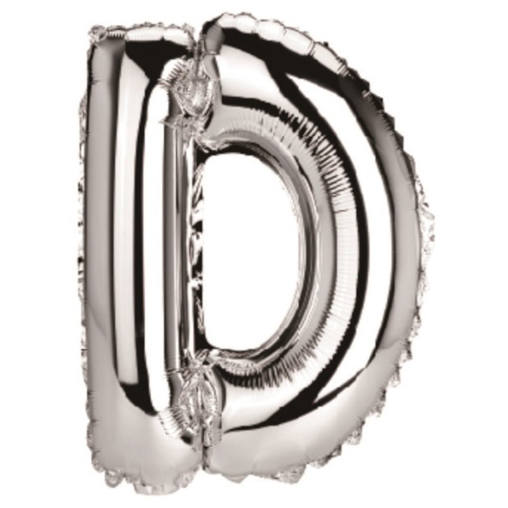 Balon party, folie metalizata argintiu, 80 cm, litera D