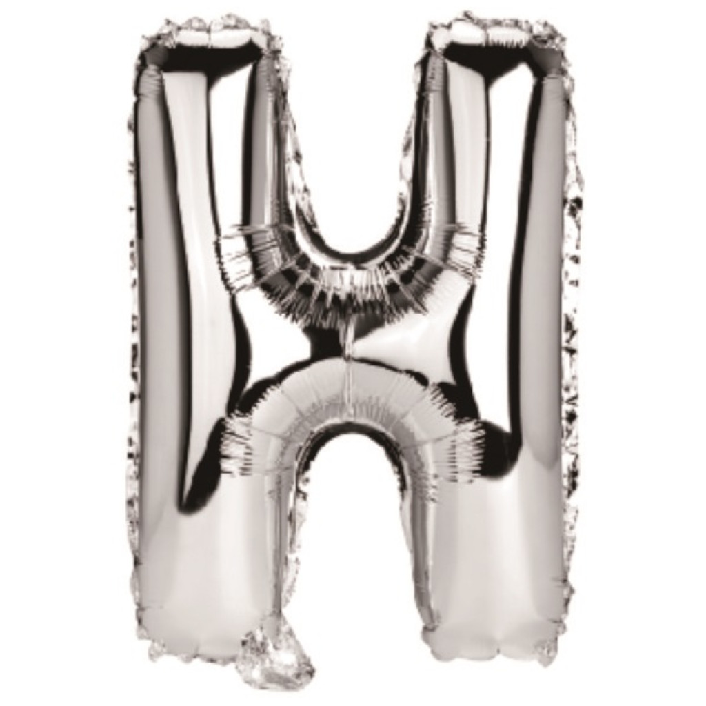 Balon party, folie metalizata argintiu, 80 cm, litera H