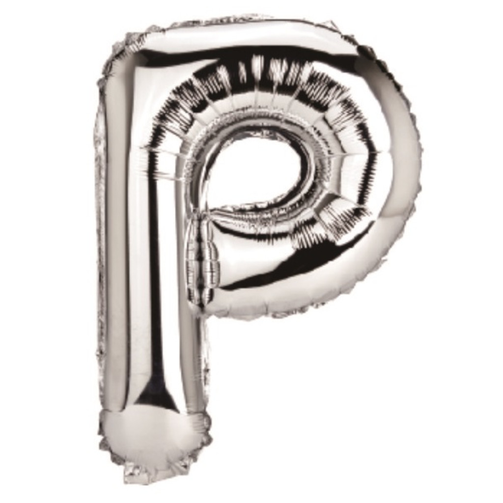 Balon party, folie metalizata argintiu, 80 cm, litera P