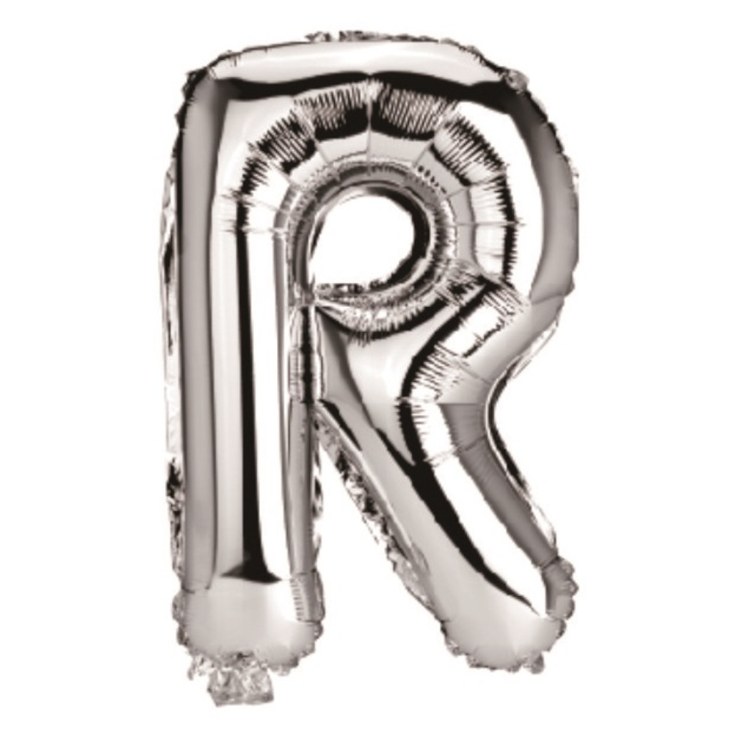 Balon party, folie metalizata argintiu, 80 cm, litera R