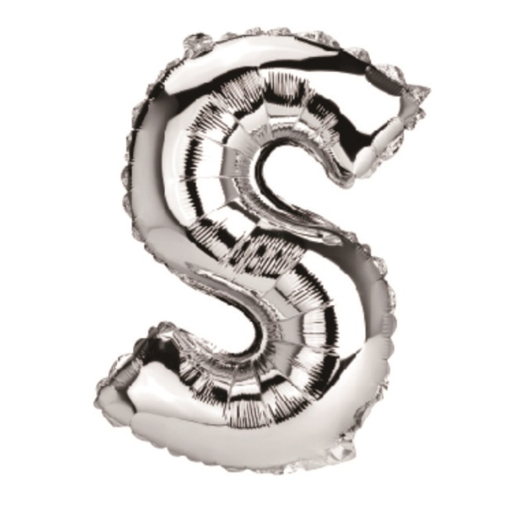 Balon party, folie metalizata argintiu, 80 cm, litera S