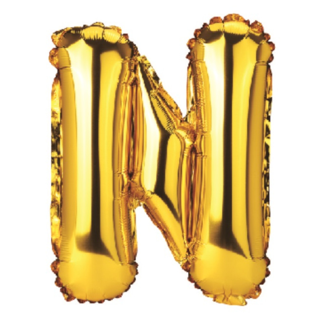 Balon party, folie metalizata auriu, 80 cm, litera N